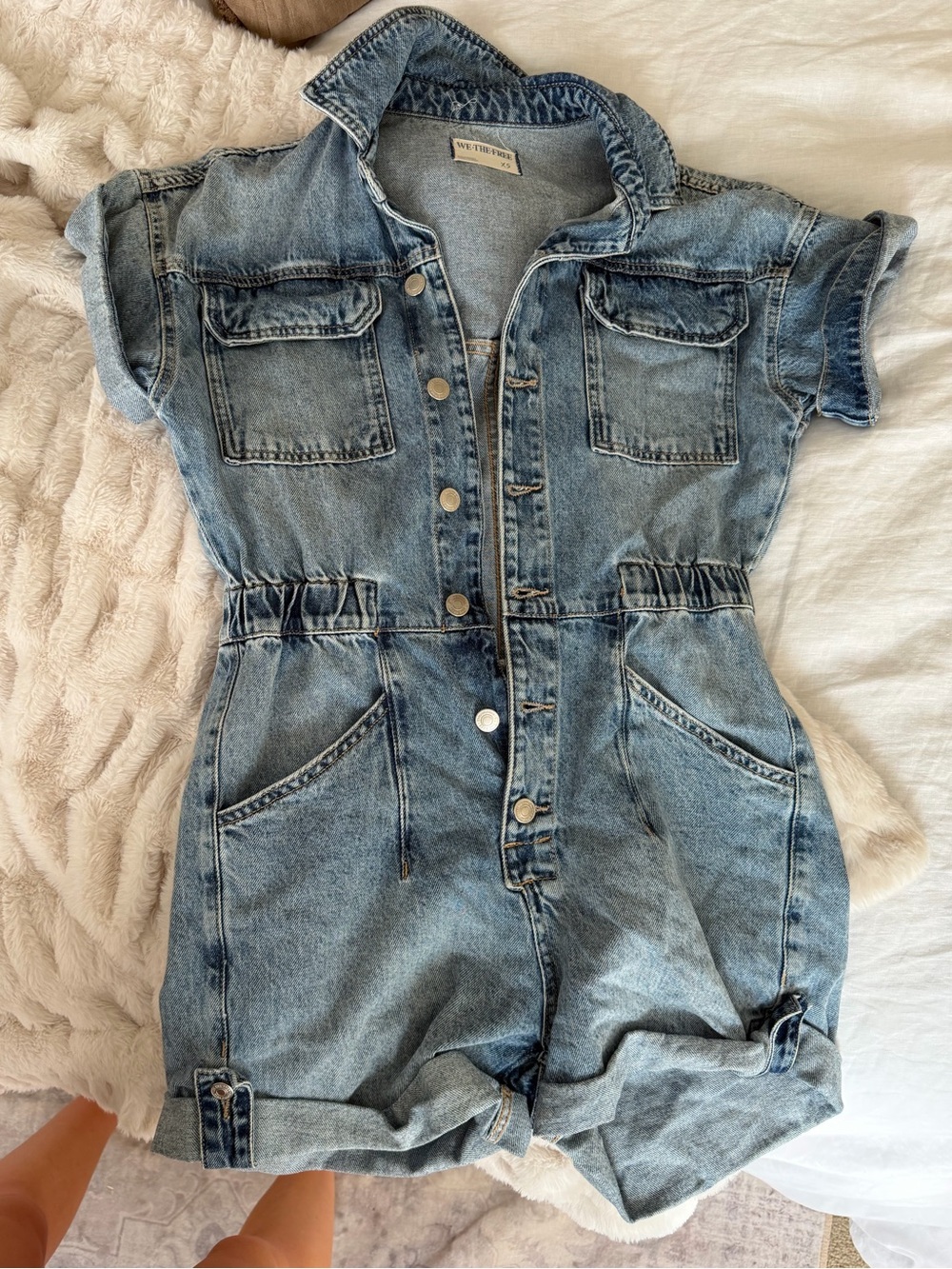 We The Free Light Blue Denim romper